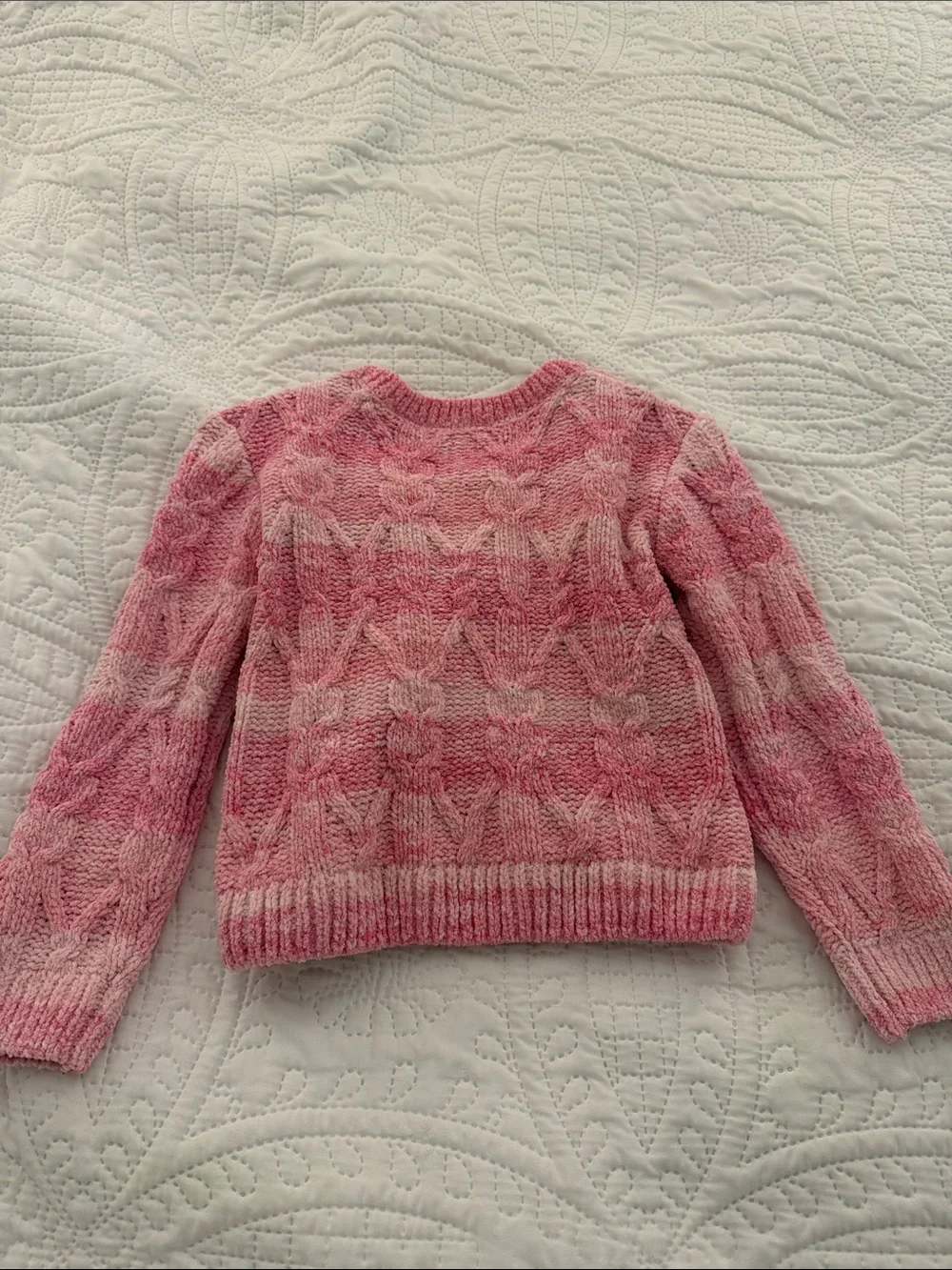 The Children's Place Pink Cable Knit Crewneck Sweater (like new!)
